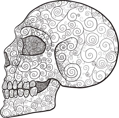 416x414 Decorated Skull Profile Premium Clipart
