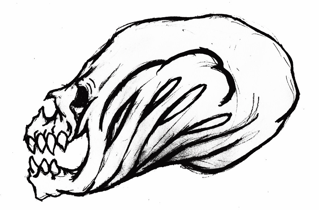 1024x673 Mutant Skull Profile Sketch Graphite On Paper