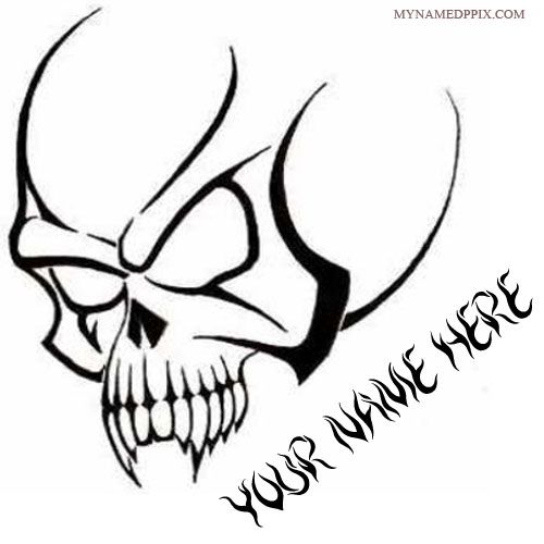 500x500 Write Name On Skull Design Tattoo Profile Image Wallpaper