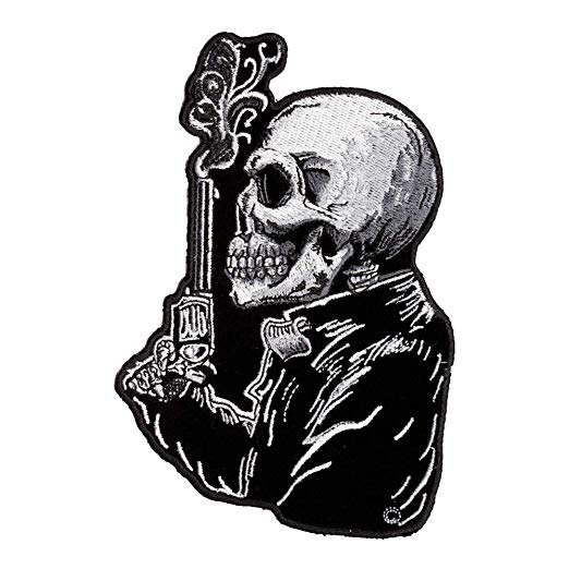 522x522 Profile Skeleton Smoking Gun Patch, Small Size Clothing