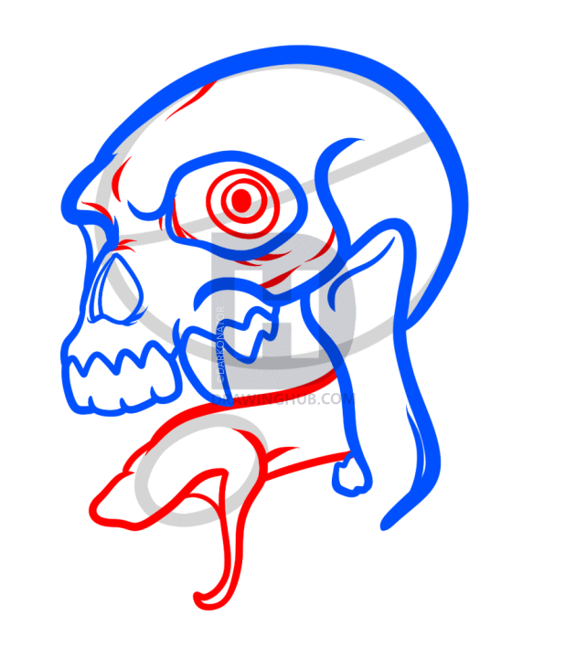 630x720 How To Draw A Skull And Snake, Skull And Snake Tattoo, Step