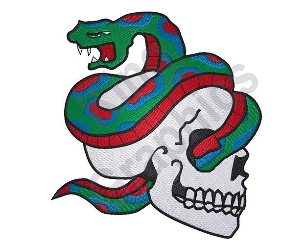 625x500 Snake Through Skull Machine Embroidery Design Skull Snake Etsy