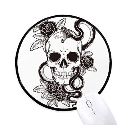 425x425 Animal Skull Snake Sketch Pattern Round Non Slip