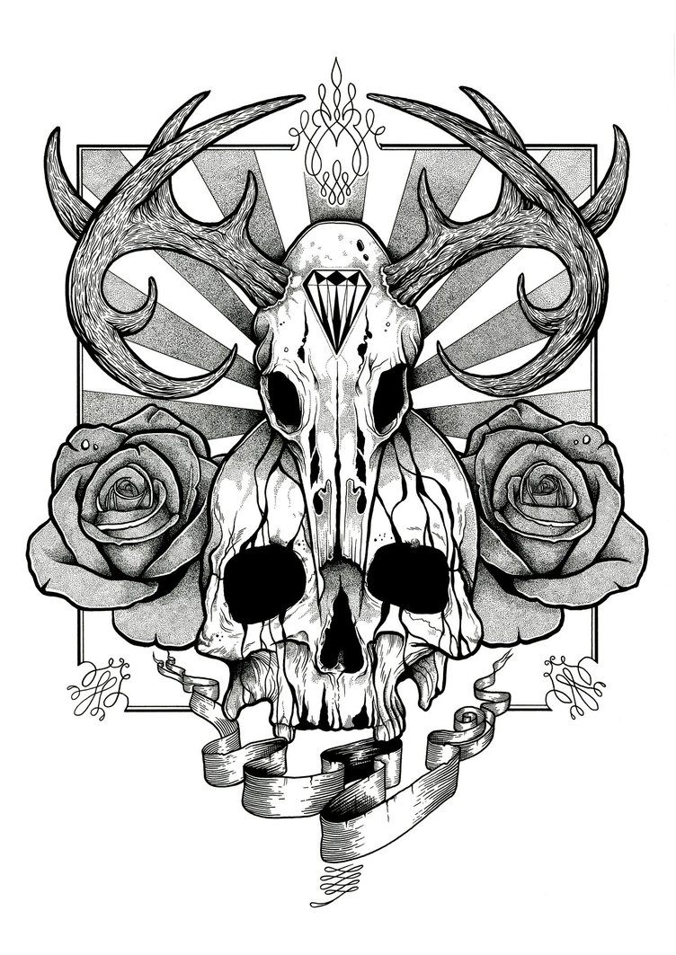 752x1063 Collection Of Skull Tattoo Outline Images In Collection