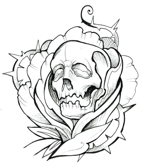 500x584 Day Of The Dead Sugar Skull Outline Tattoo Ideas Design Clipart
