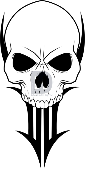 358x720 How To Draw A Traditional Skull Tattoo, Step