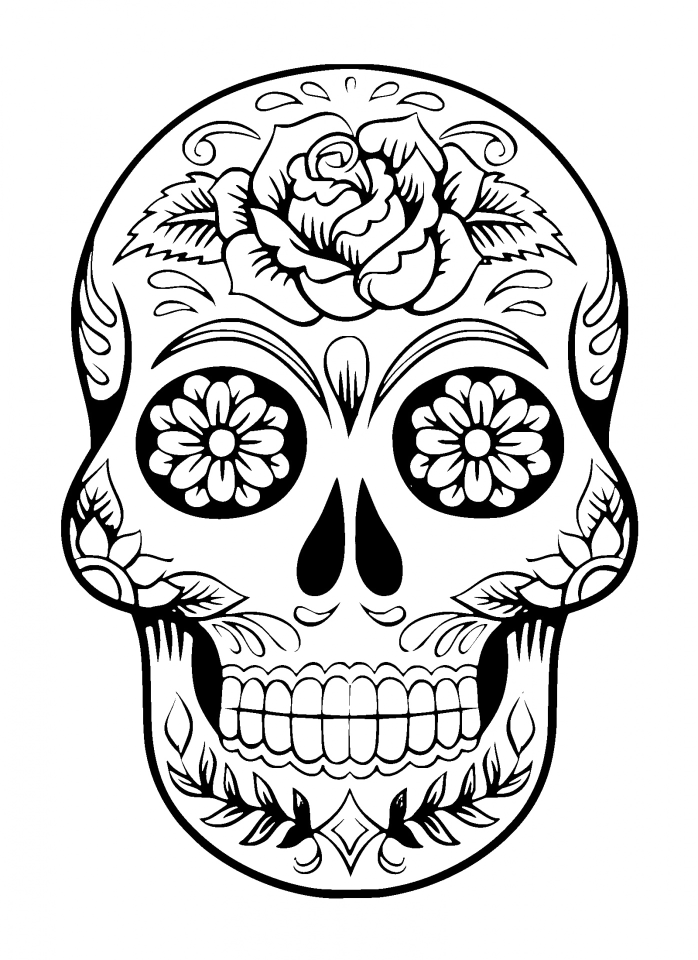 1396x1920 Skull, Sugar Skull, Tattoo, Art, Illustration