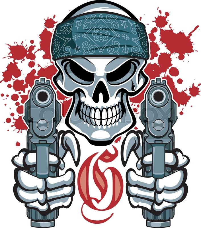 706x800 Gangster Skull With Bandana And Stock Vector Colourbox