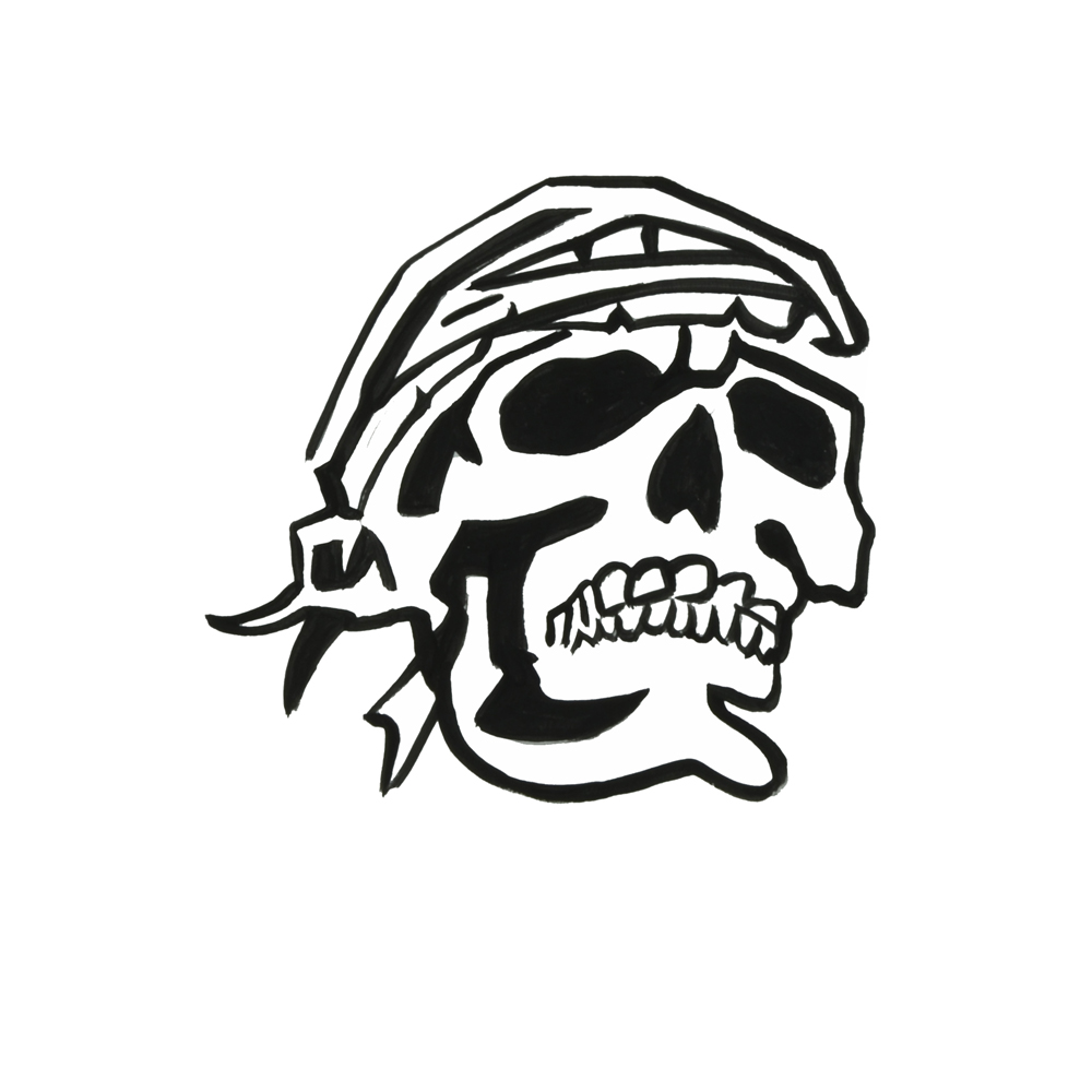 1000x1000 Pirate Skull With Bandana Vinyl Decal Sticker