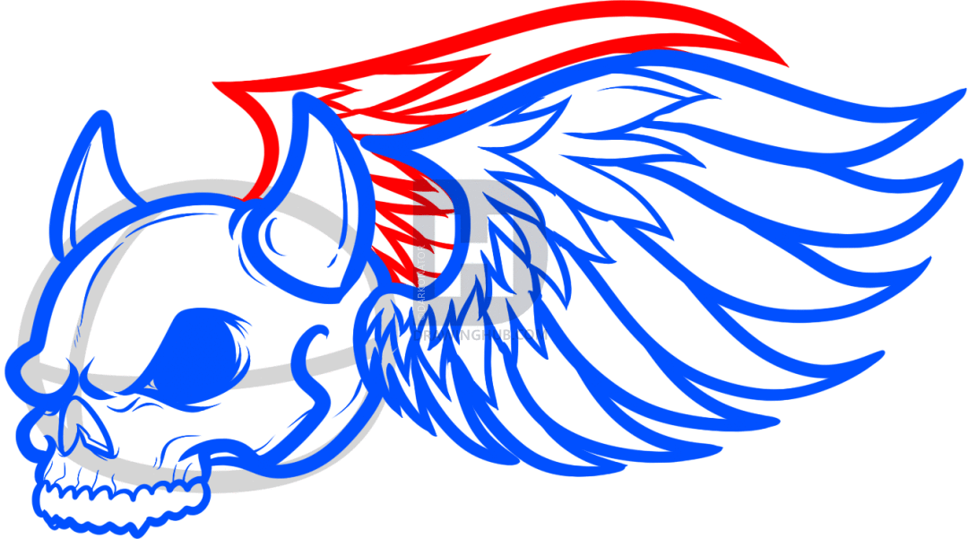 1080x601 How To Draw A Fiery Skull, Skull In Flames, Step