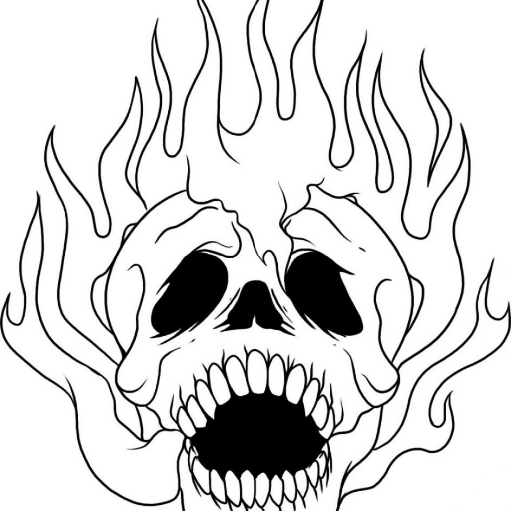 Skull With Flames Drawing | Free download on ClipArtMag