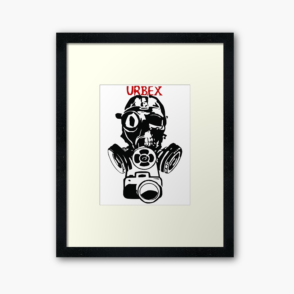1000x1000 Urban Exploration Urbex Gas Mask Skull Framed Print