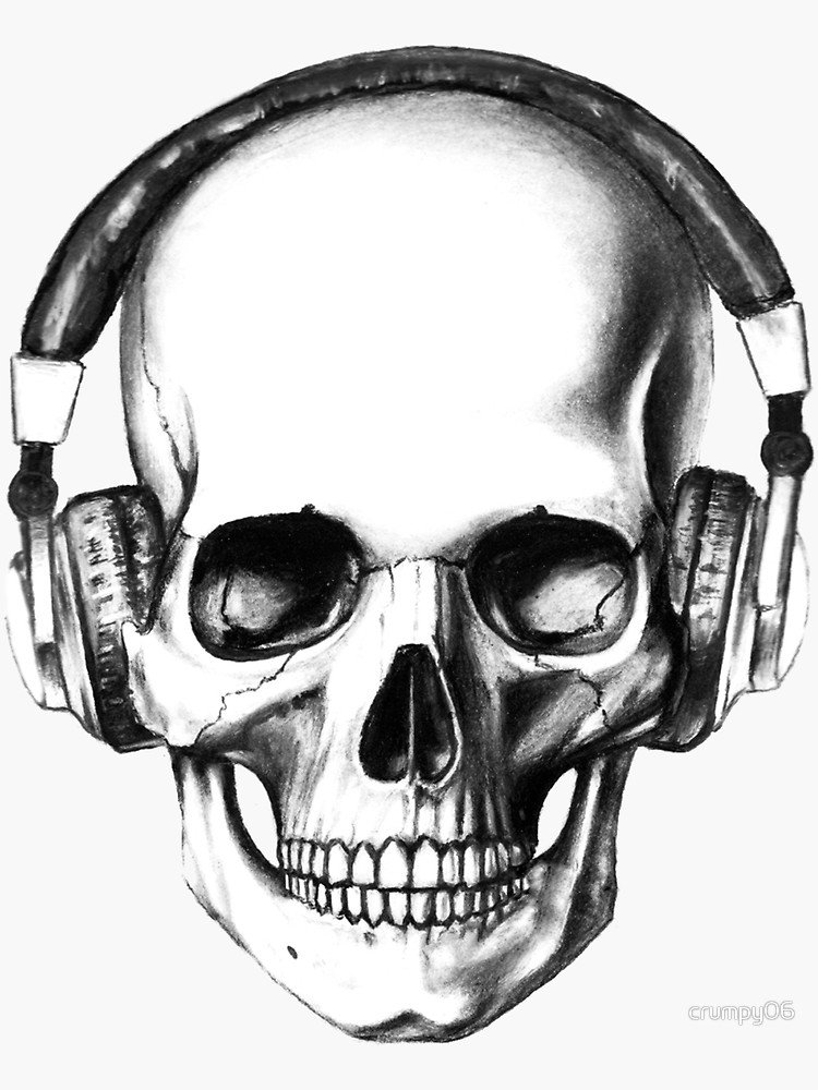 750x1000 Skull Headphones Sticker