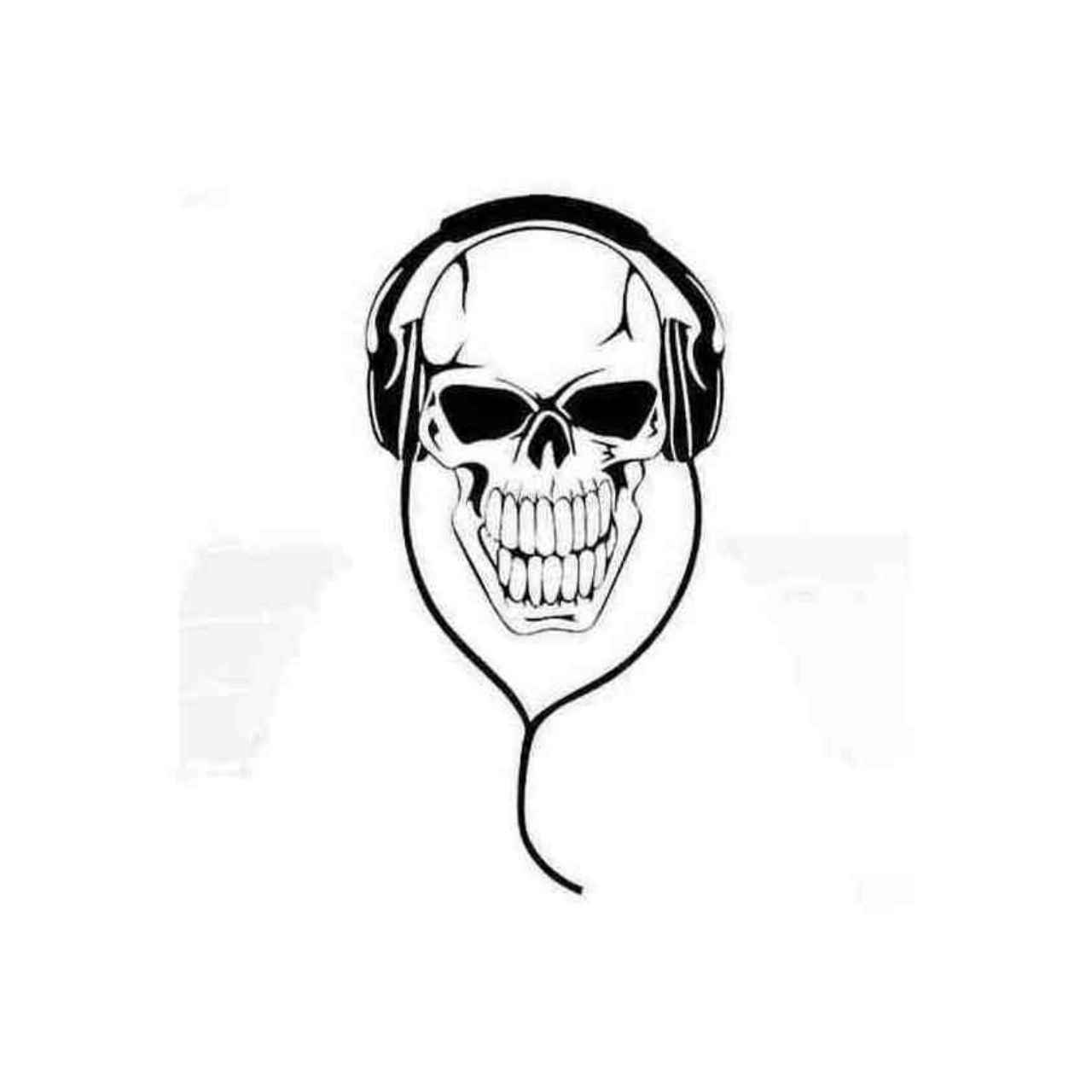 1280x1280 Skull With Headphones Decal Sticker