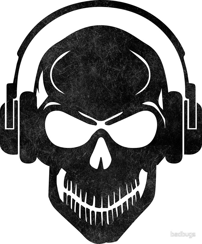 662x800 Skull With Headphones Clipart