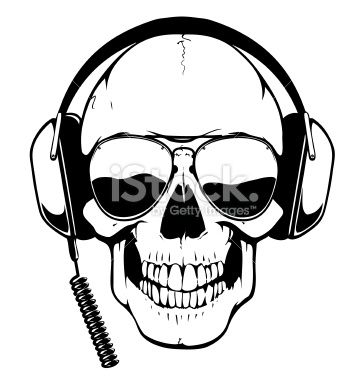 364x380 Skull With Headphones And Aviator Glasses Nyeblacklightparty