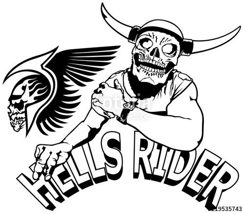 500x436 Hells Rider Black Drawing