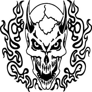 300x300 Skull Horns Flames Demon Skeleton Wall Car Truck Window Vinyl