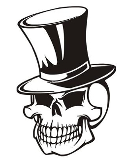 256x330 Skull With Tophat Decal Sticker