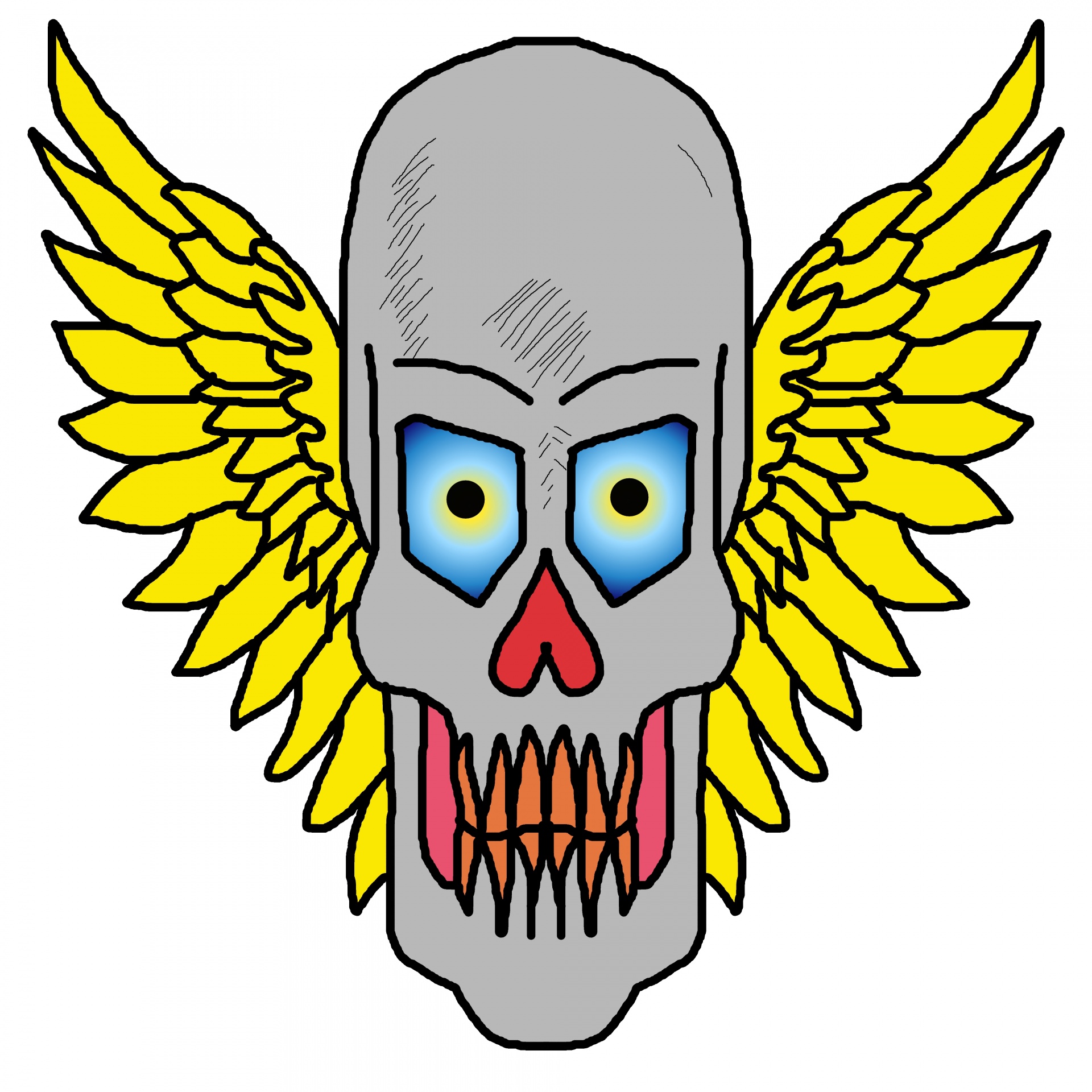 1920x1920 Drawing, Skull, Symmetric, Human, Wings
