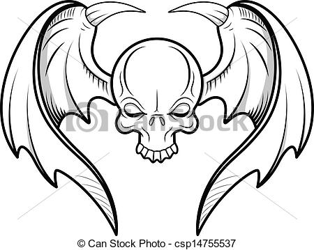 450x359 Skull Flying Tattoo Vector Drawing Art Of Cartoon Skull Flying