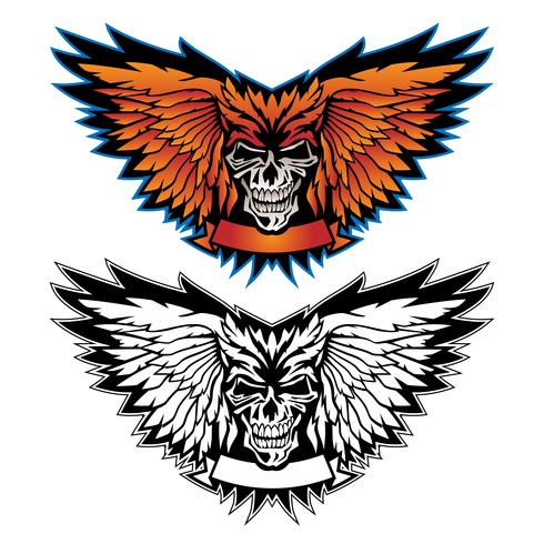 490x490 Skull Wings With Banner Vector Illustration