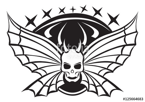 500x353 Tattoo Of Skull With Wings, Vintage Engraving Stock Image