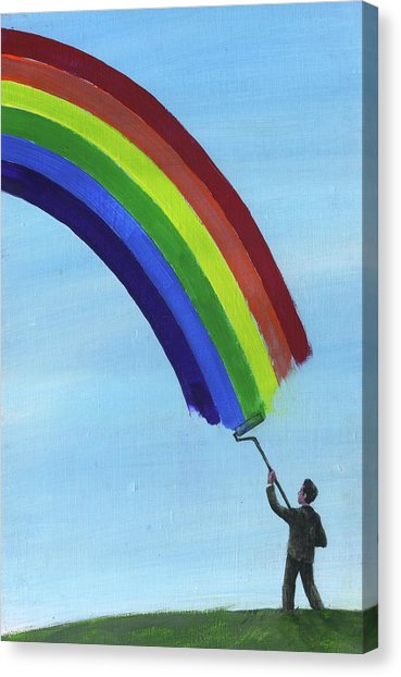 369x622 Illustration Of Man Drawing Rainbow In Sky Photograph
