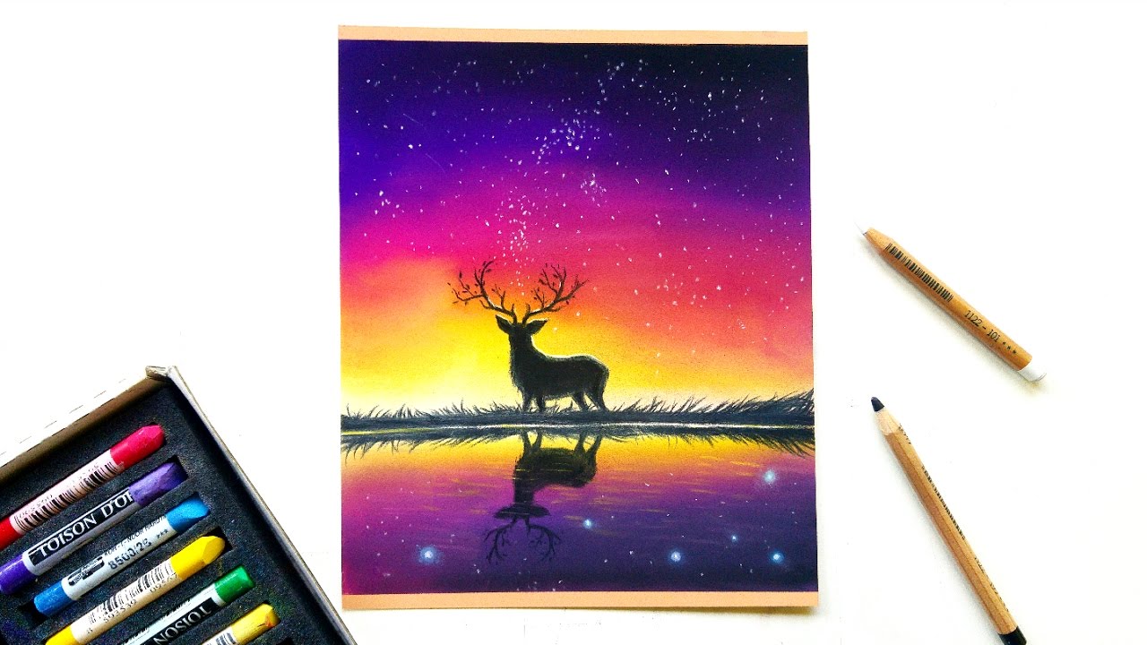 1280x720 Purple Night Sky Pastel Drawing Leontine Van Vliet
