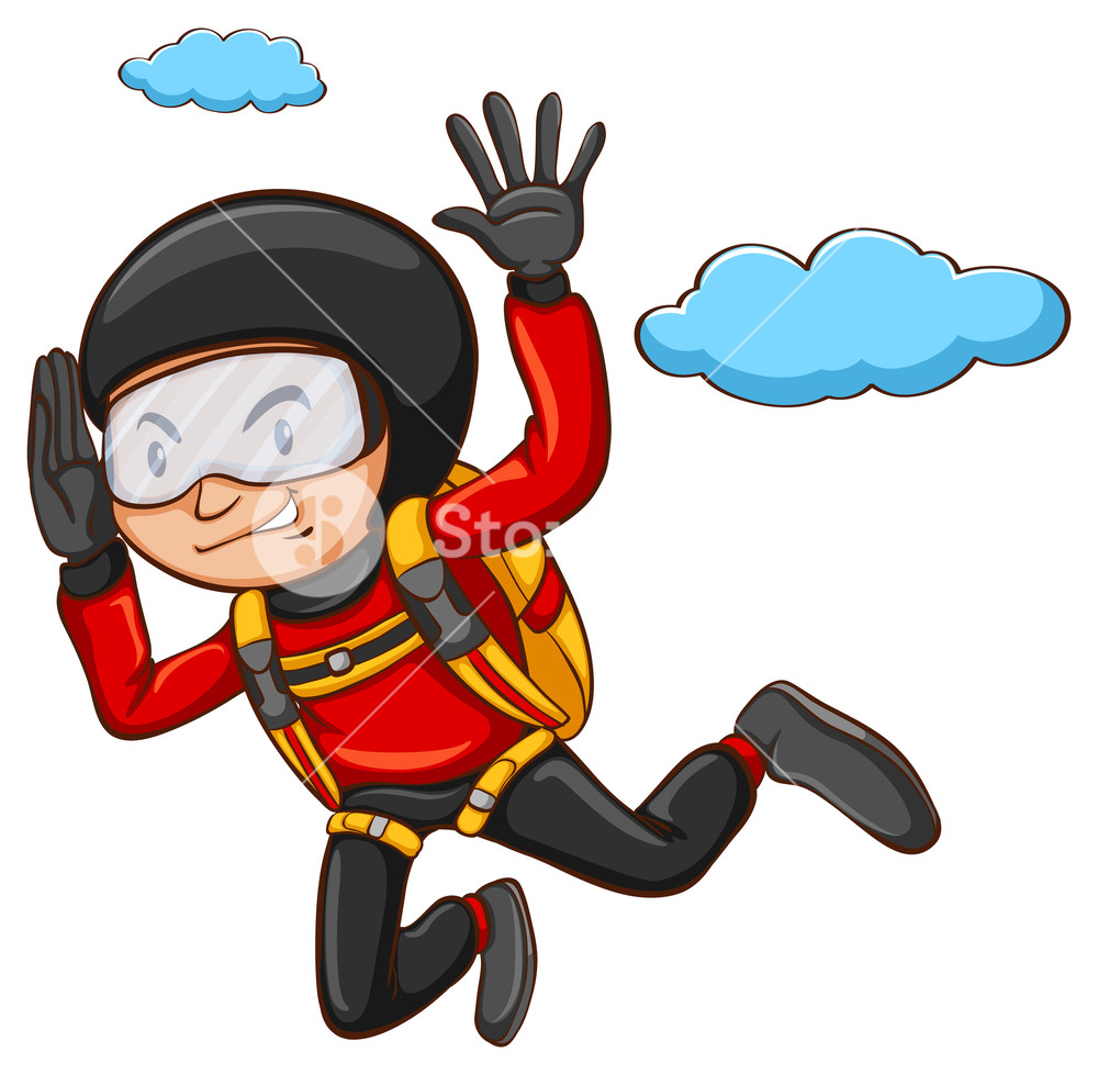 1000x979 a drawing of a young boy skydiving on a white background royalty