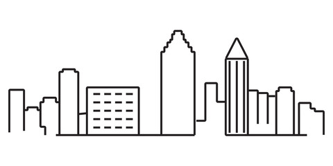 480x240 Continuous Line Drawing Of Modern City Skyline