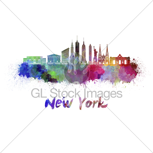 500x500 New York Skyline In Watercolor Gl Stock Images
