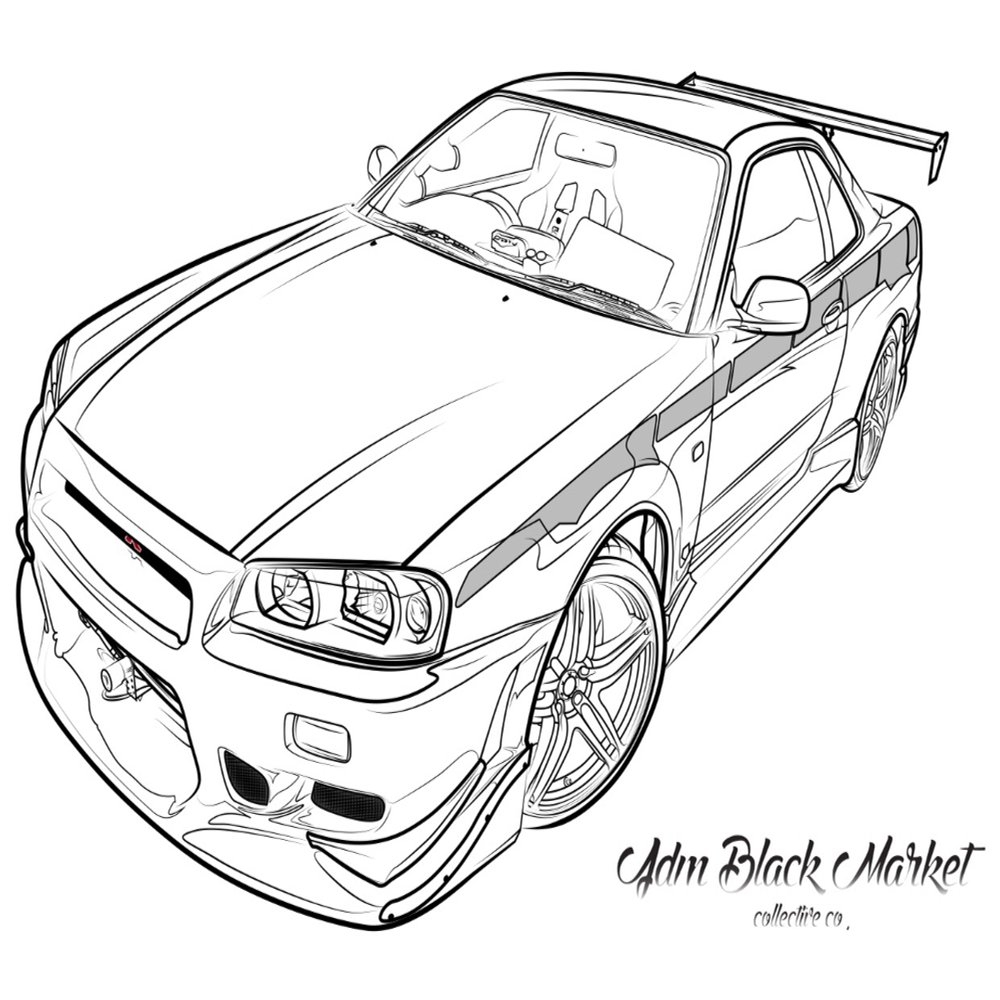 Skyline R34 Drawing | Free download on ClipArtMag