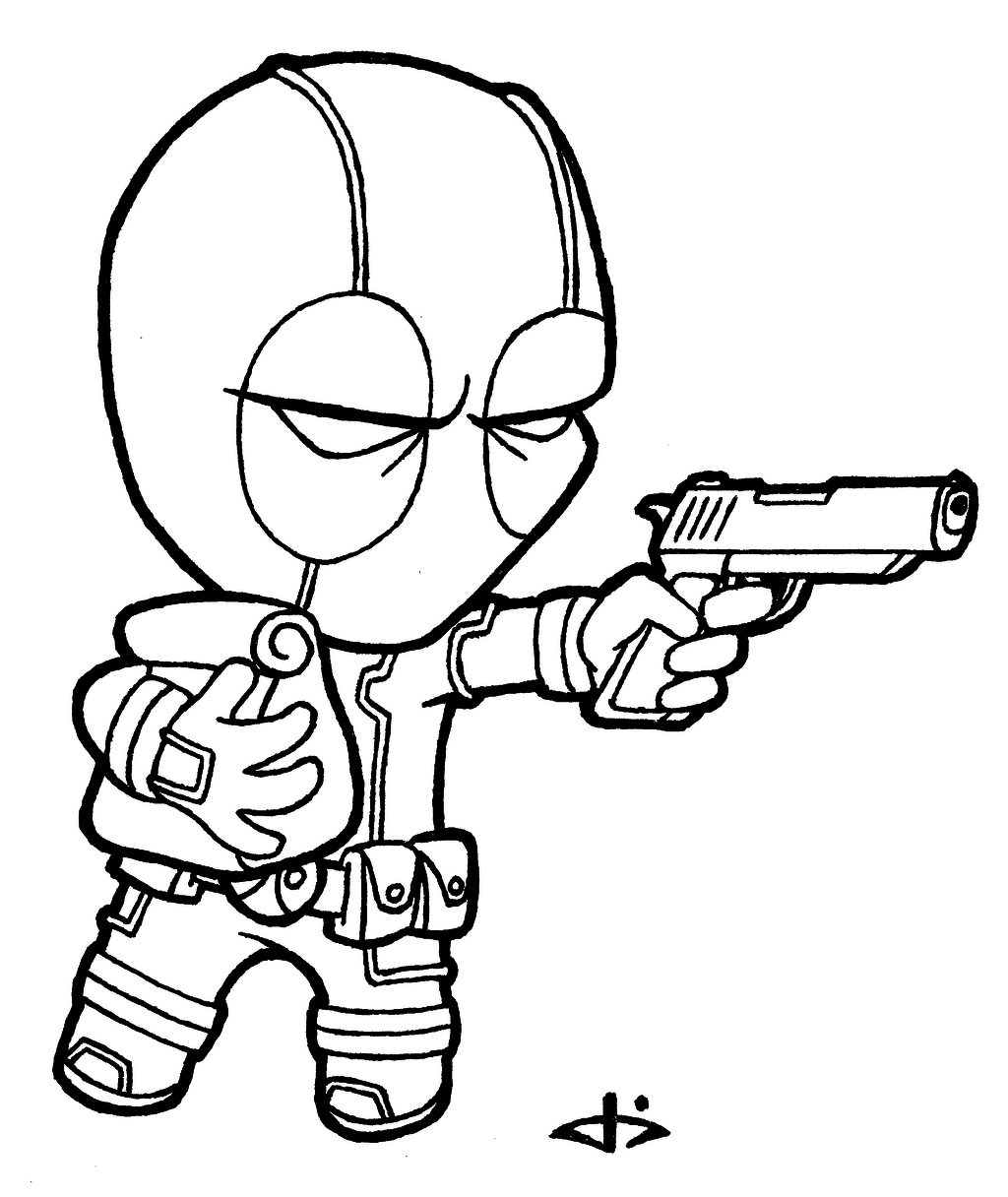 1024x1216 Cartoon Deadpool Drawing