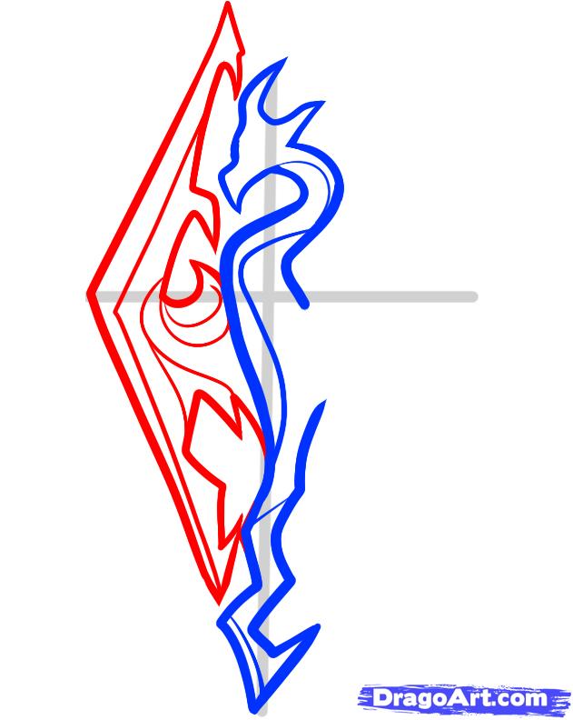 631x792 how to draw skyrim, skyrim logo, step