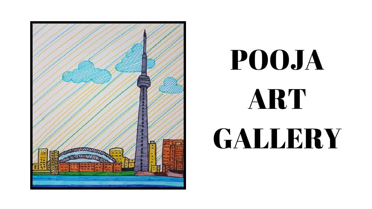 1280x720 Toronto Skyline Painting Drawing For Kids City Skyline