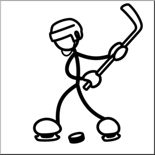 304x304 Clip Art Stick Guy Ice Hockey Slap Shot Bampw I Abcteach