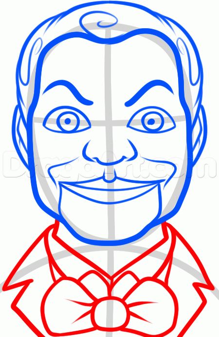 450x693 how to draw a dummy, ventriloquist doll, step