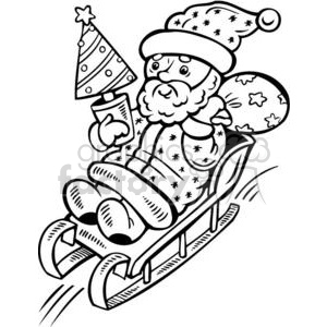 300x300 Santa Sledding Down A Hill Clipart Royalty Free Clipart