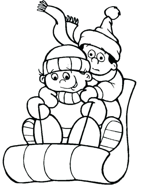 600x776 Sledding Coloring Pages Sled Drawing At Free For Personal Use Sled