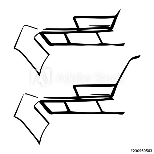 500x500 Vector Line Sketch Of Sledge Black On White