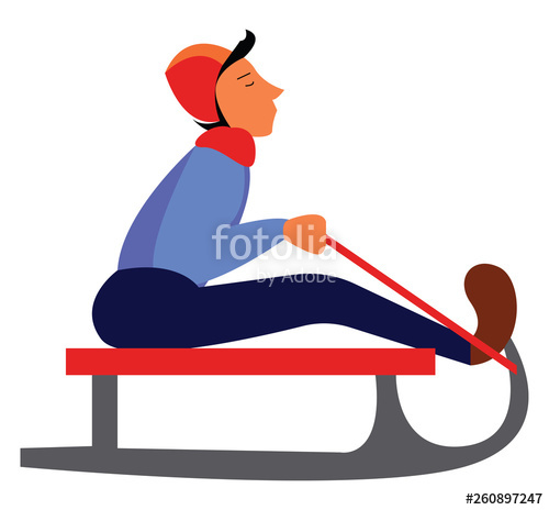 500x464 A Young Man Holding A Rope As He Rides A Sledge Vector Color