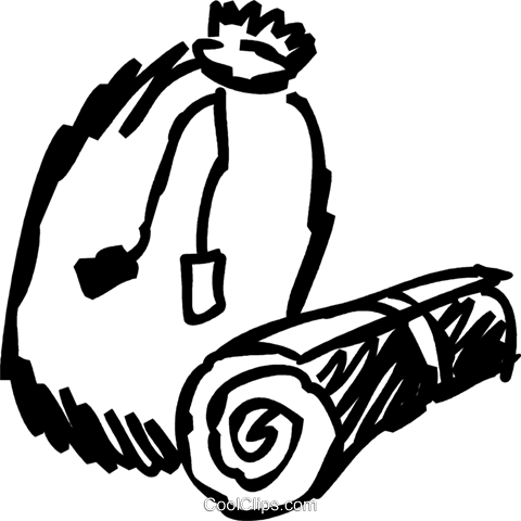 480x480 Sleeping Bag Mattress Royalty Free Vector Clip Art Illustration