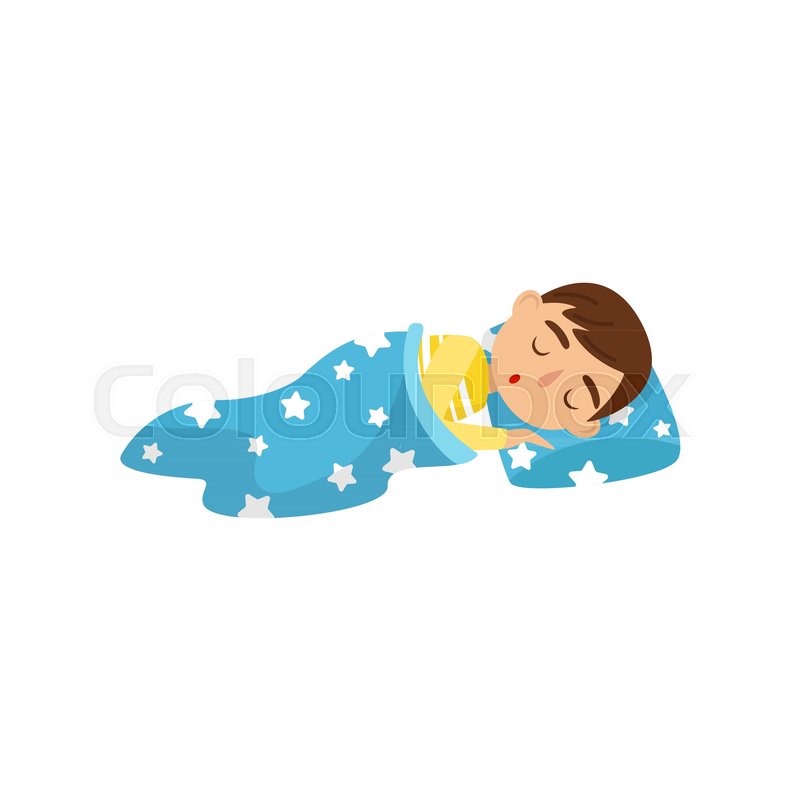 800x800 Cute Boy Sleeping On His Bed, Kids Stock Vector Colourbox