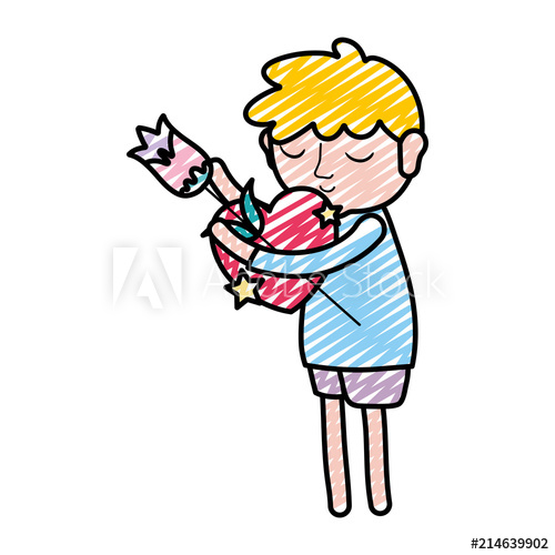 500x500 Doodle Boy Sleeping With Rose Plant And Heart