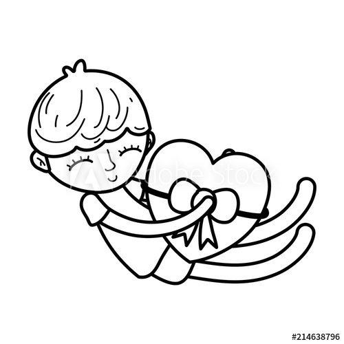 500x500 Line Child Boy Sleeping With Heart And Ribbon Bow