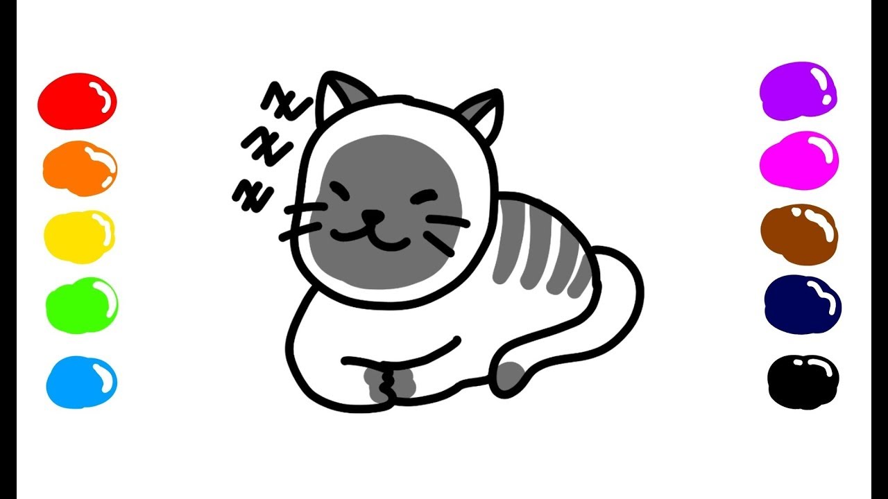 1280x720 Coloring And Drawing Sleeping Cat!