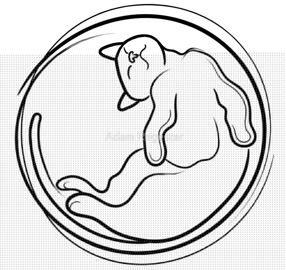 1000x941 Sleeping Cat Line Drawing