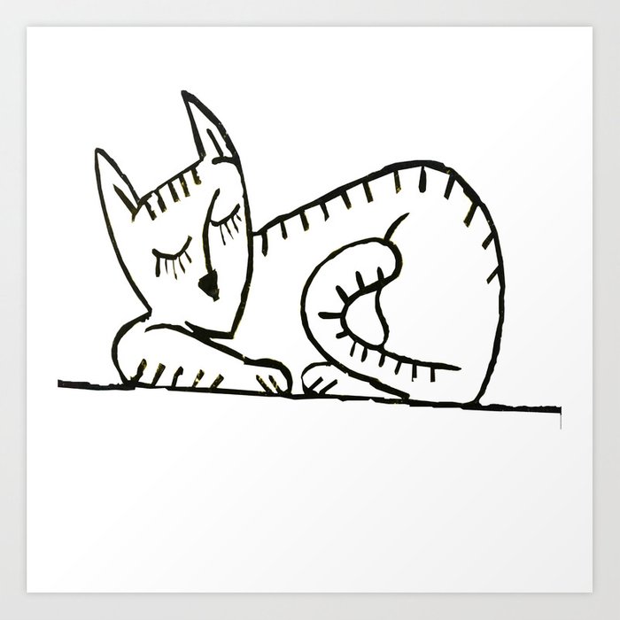 700x700 Graffiti Sleeping Cat Ii Art Print