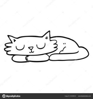 301x320 Line Drawing Cartoon Sleeping Cat Stock Vector Lineartestpilot